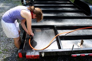 Me at work. My German flag had to serve as a breathing protection!