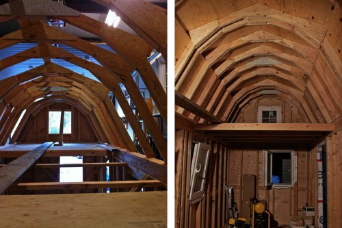 Here you can see the trusses that form our gambrel roof - we gained a lot of headspace.